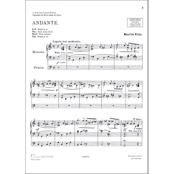 Andante : Da Pieces Pour Grand Orgue Ou Piano A Pedales
